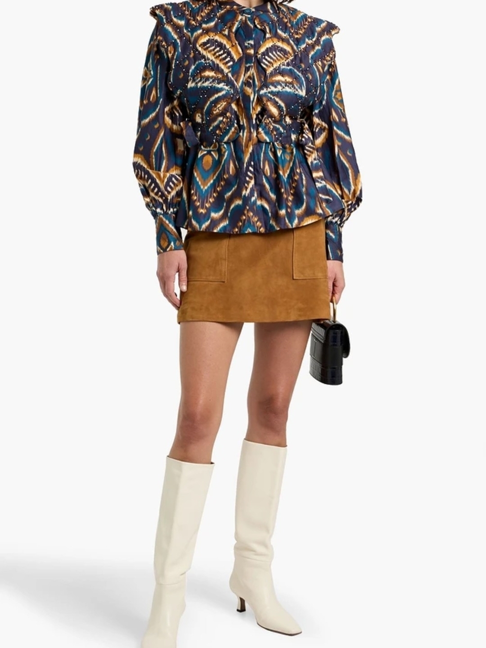 FARM Rio Blue & Gold Printed Bomber Jacket